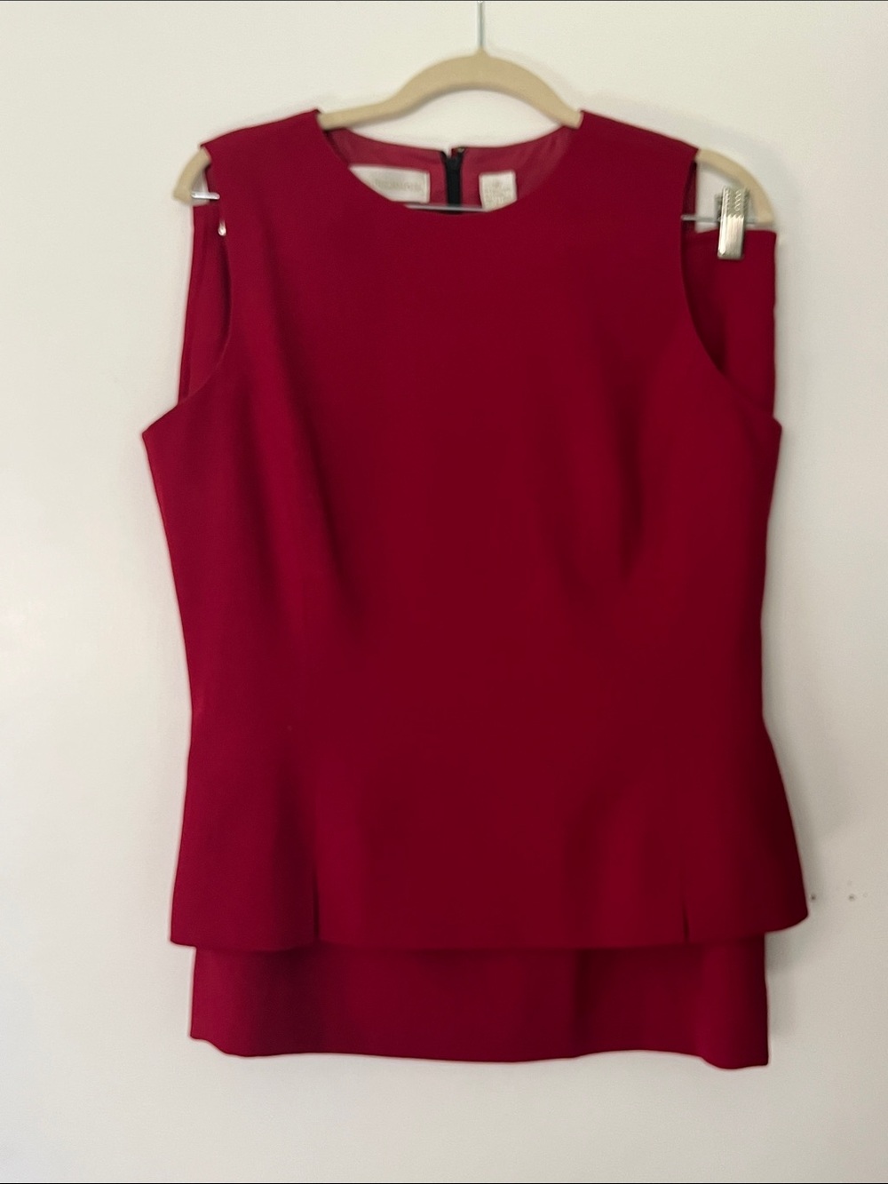 Dana Buchman Sleeveless Red Peplum Skirt Suit -